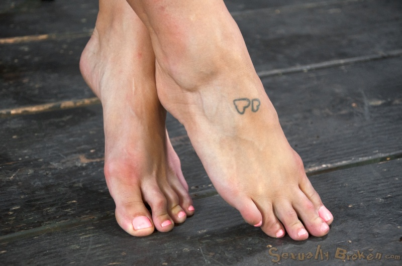 Cuffed whore sucks and fucks with two men