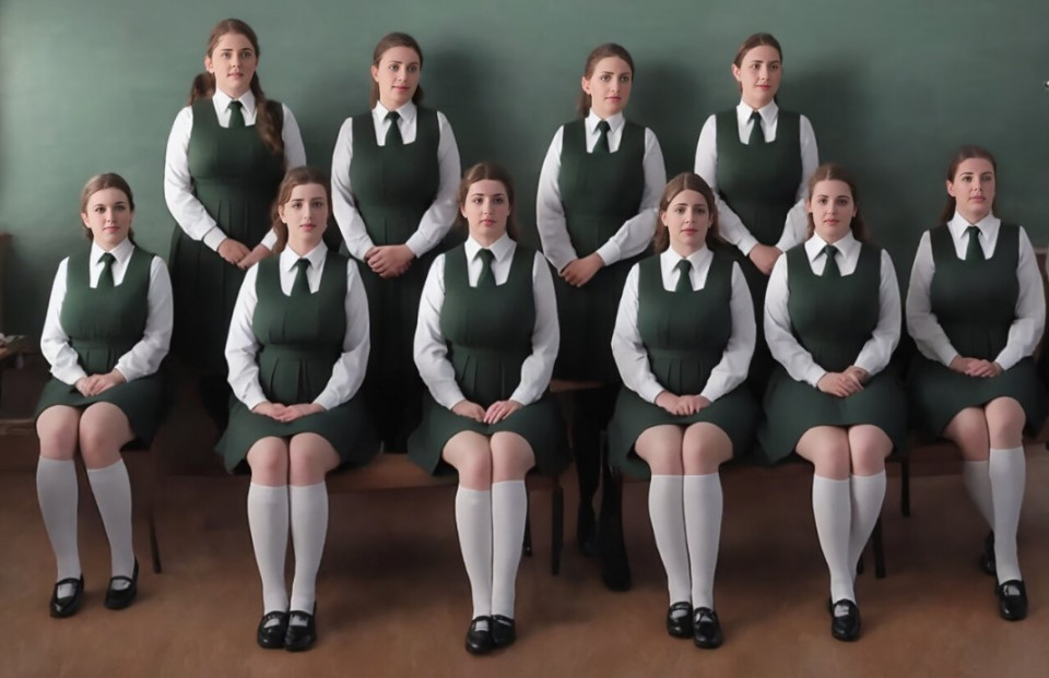 British schoolgirls, happy and caned