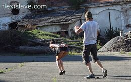 Great in shape fitness milf Alex Zothberg outdoor leg whipping