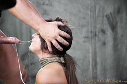 Brutal tit bondage for an innocent brunette