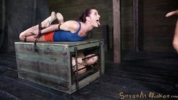 Belted white doll and a black snake in her mouth