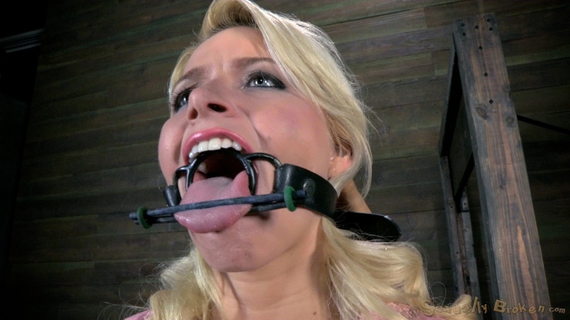 Tongue torture and deep throat rape for captive beautiful whore