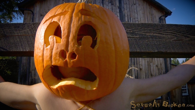 Sex toy with huge boobs abused on the Halloween