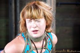 Bound redhead in a dress roughly abused and deepthroated