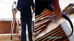 Super Skinny Fitness Pornstar Adelle Unicorn in Bondage and Bull Whipped