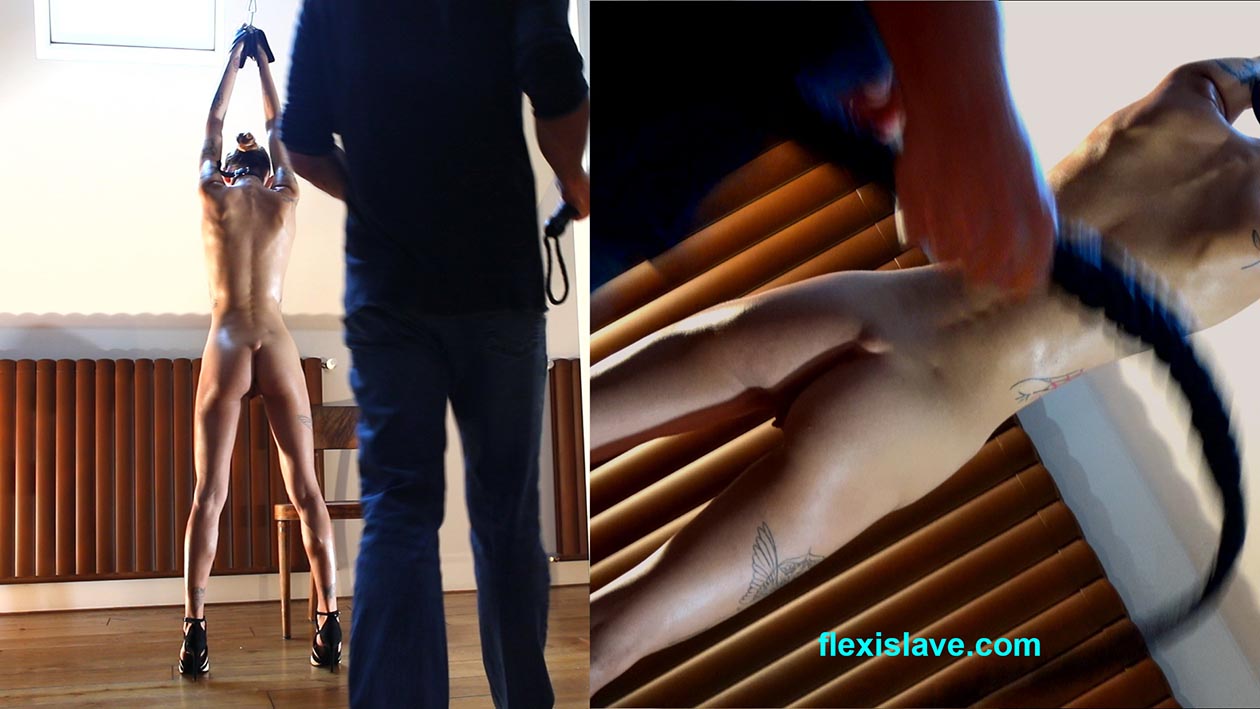 Super Skinny Fitness Pornstar Adelle Unicorn in Bondage and Bull Whipped