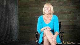 Gorgeous blondie passionately sucks a big boner