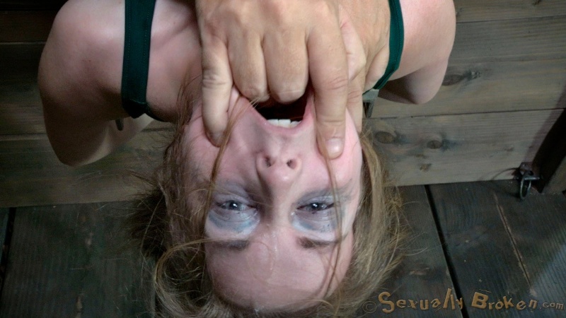 Gagged teen used as a dick-swallowing doll