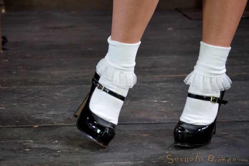 Bound redhead in a dress roughly abused and deepthroated