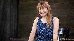 Redhead with belted eyes eats a big black dick