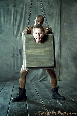 Fully cuffed sub girl blacked by dirty master