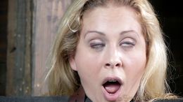 Blindfolded and belted sex queen sucks like a pro